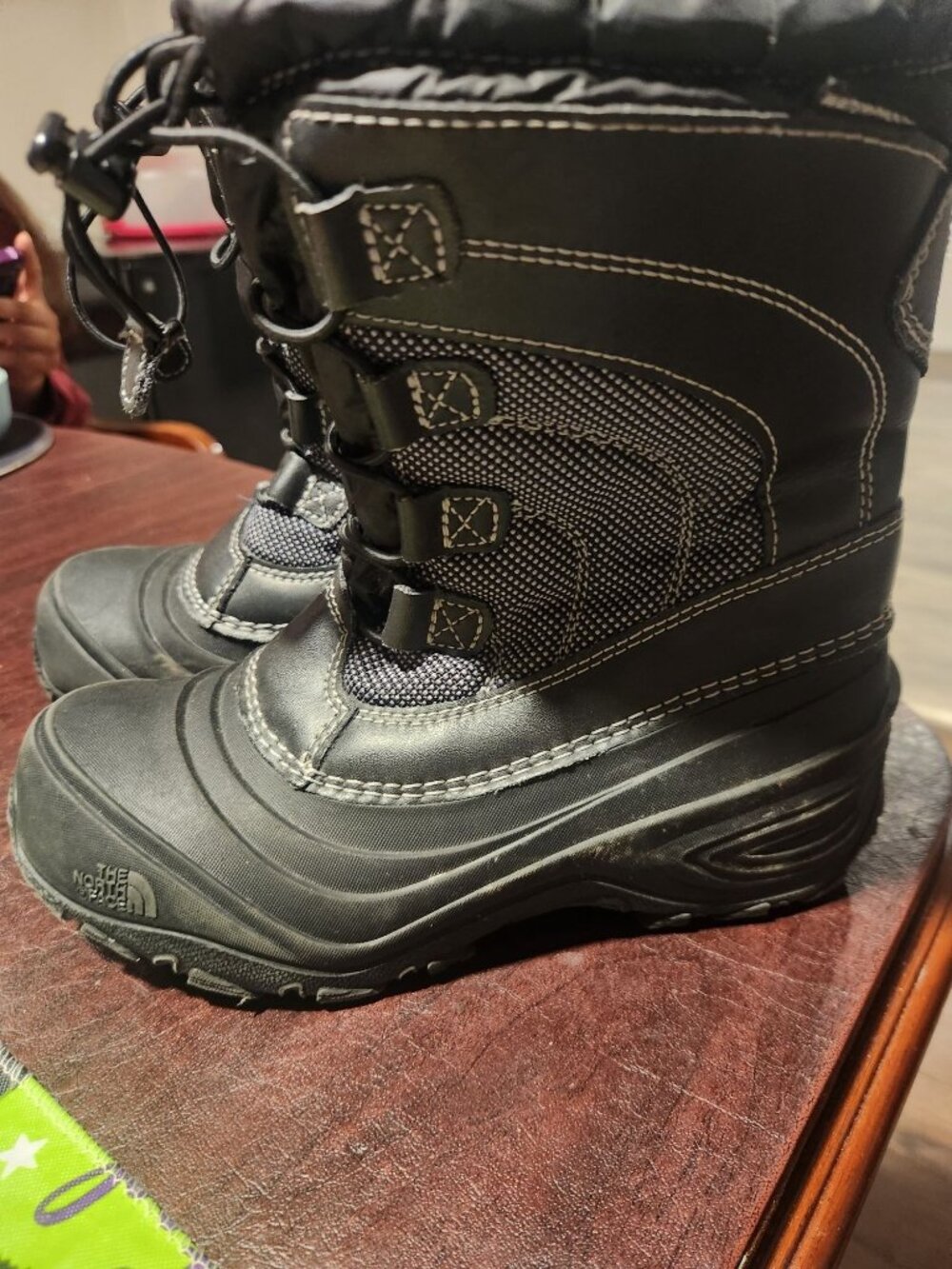 The North Face Alpenglow IV Insulated Black Winter Snow Boots With Lace-Up Closu
